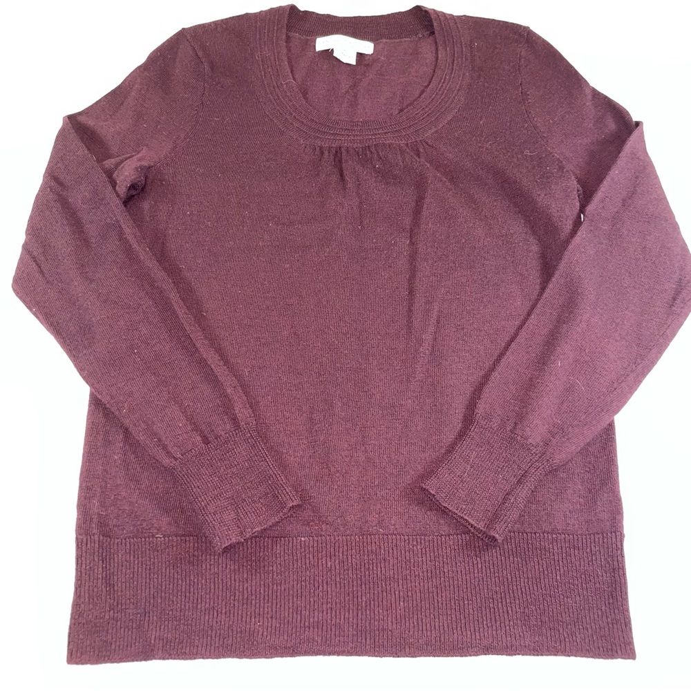 Marisa‎ Christina Plum Purple 100% Italian Merino Wool Scoop Neck Sweater Small